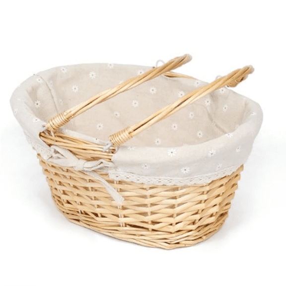 Wicker Basket Gift Baskets Empty Oval Willow Woven Picnic Basket Cheap Easter Candy Basket Large Storage Basket Wine Basket with Handle Egg g Wedding Basket (Natural)