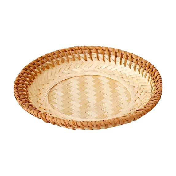 Wicker Basket Rattan Serving Tray - Small Fruit Plate for Storing Bread ...