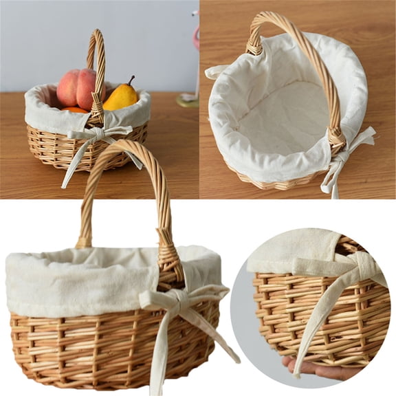 Wicker Basket Wicker Picnic Basket, 7.9 Inch Storage Basket Bread Basket Eggs Candy Basket for Candy Harvesting Photography Prop, Home Storage