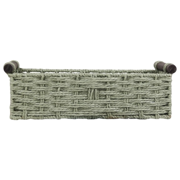 Wicker Baskets, Small Storage Basket, Handmade Woven Decorative Round Paper Rope Storage Basket, Storage Bin with Handle, Countertop Storage Container for Toilet Tank Top,13.78X5.9X3.94 inch