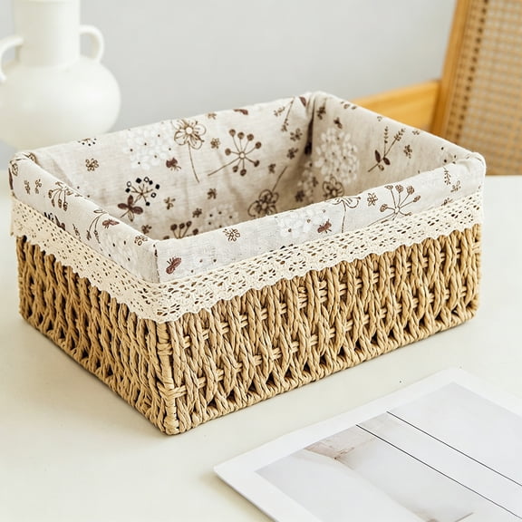 Wicker Baskets for Storage,Baskets for Decor,Handmade Wicker Storage Baskets Set Shelf Baskets,Woven Decorative Home Storage Bins for Bedroom,Table,Closet,Pantry(Brown 10IN)