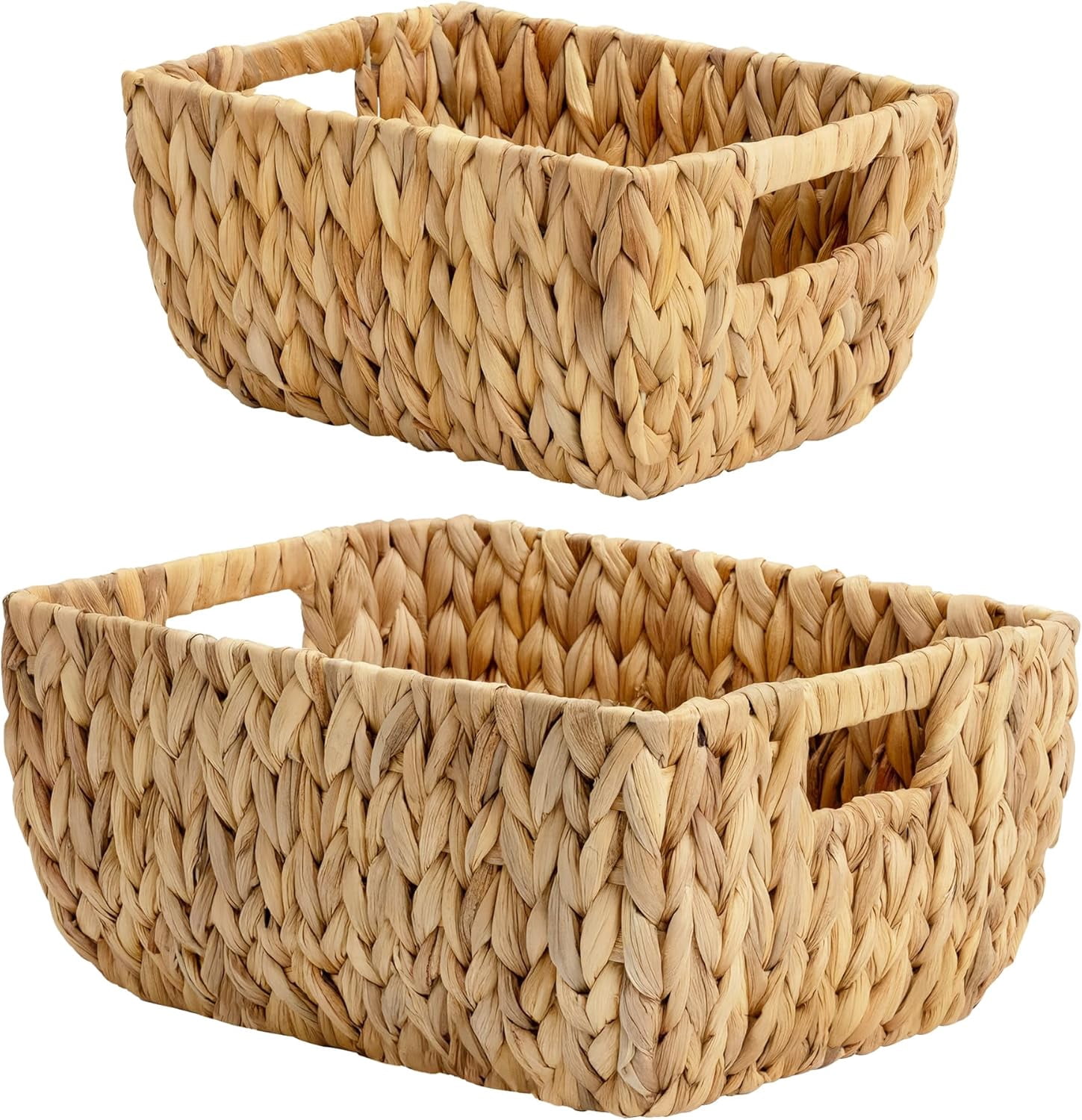 Wicker Baskets for Organizing, Handwoven Storage Basket with Built-in ...