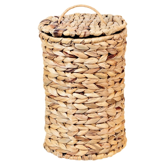 Handwoven Gourd Grass Trash Can with Lid Rustic Wicker Bathroom Trash Can | Multi-Functional Waste Bin for Kitchen, Office & Home Decor