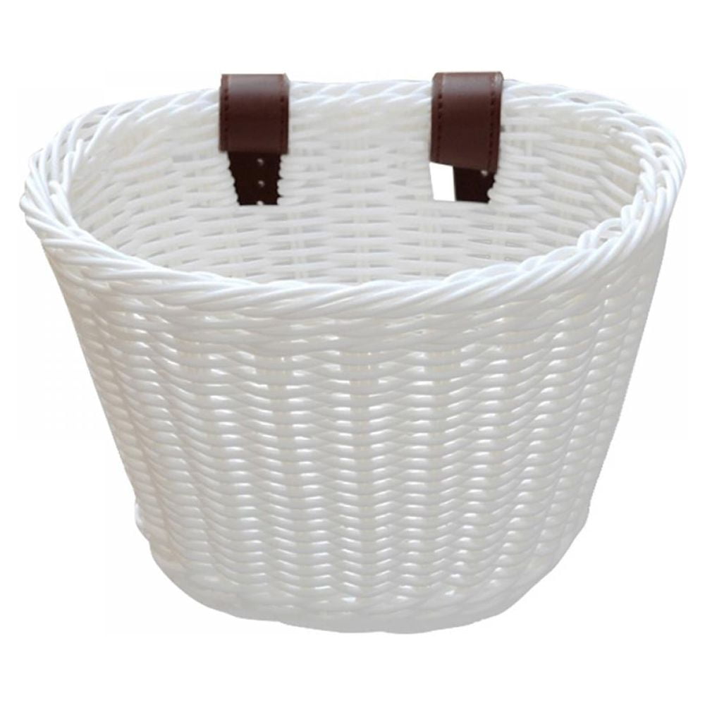 Wicker Bike Basket,Children’s Leather Straps Front Handlebar Rattan