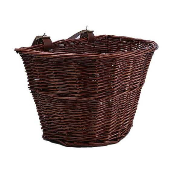 1 Pcs Kids Bike Basket for Boys Girls Front Bike Accessories Small Rattan Woven Handlebar Bicycle Basket with Adjustable Waterproof Children's Bicycle Basket