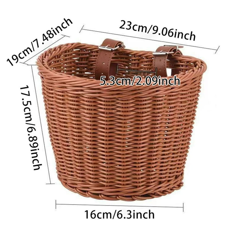 Wicker Bike Basket for Front Handlebar Large Rattan-Style