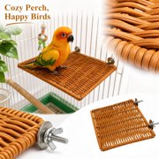 Wicker Bird Perch Stand with Seagrass Weave,Comfortable Bird Perches for Cage for Parrot Cockatiel Budgie,Holiday Avian Gift for Bird Lovers,1 Pack
