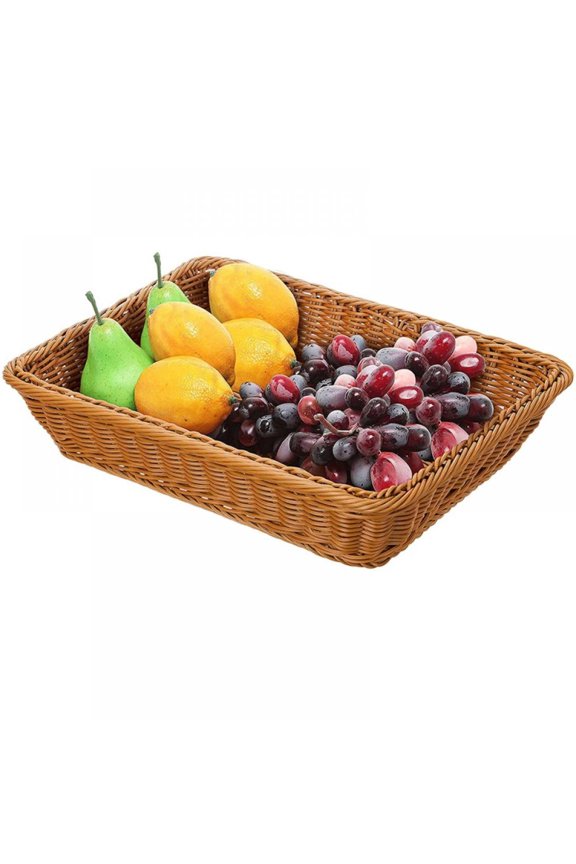 Wicker Bread Basket, Long Woven Tabletop Food Fruit Vegetables Serving Basket, Restaurant Serving, Honey Brown