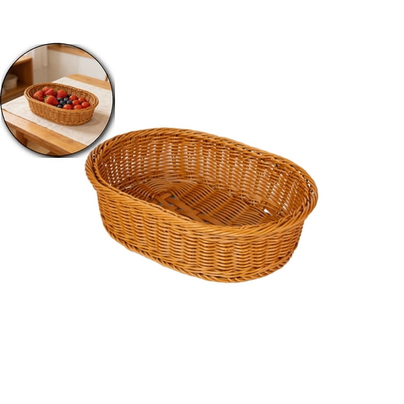 Wicker Bread Basket, Storage Basket for Fruit Basket Vegetables Cosmetics in Home Restaurant & Bakery