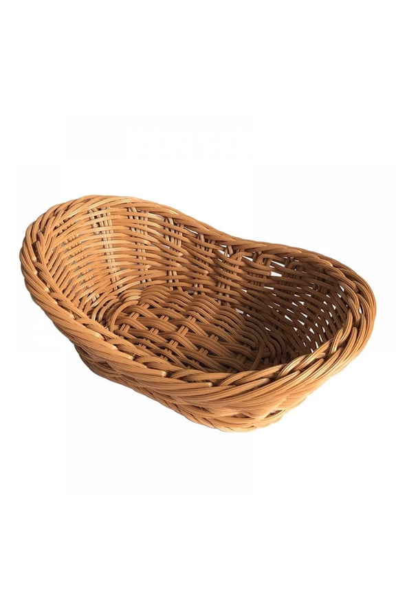 Wicker Bread Basket, Woven Tabletop Food Fruit Vegetables Serving, Restaurant Serving Basket,Brown Kitchen Organizer