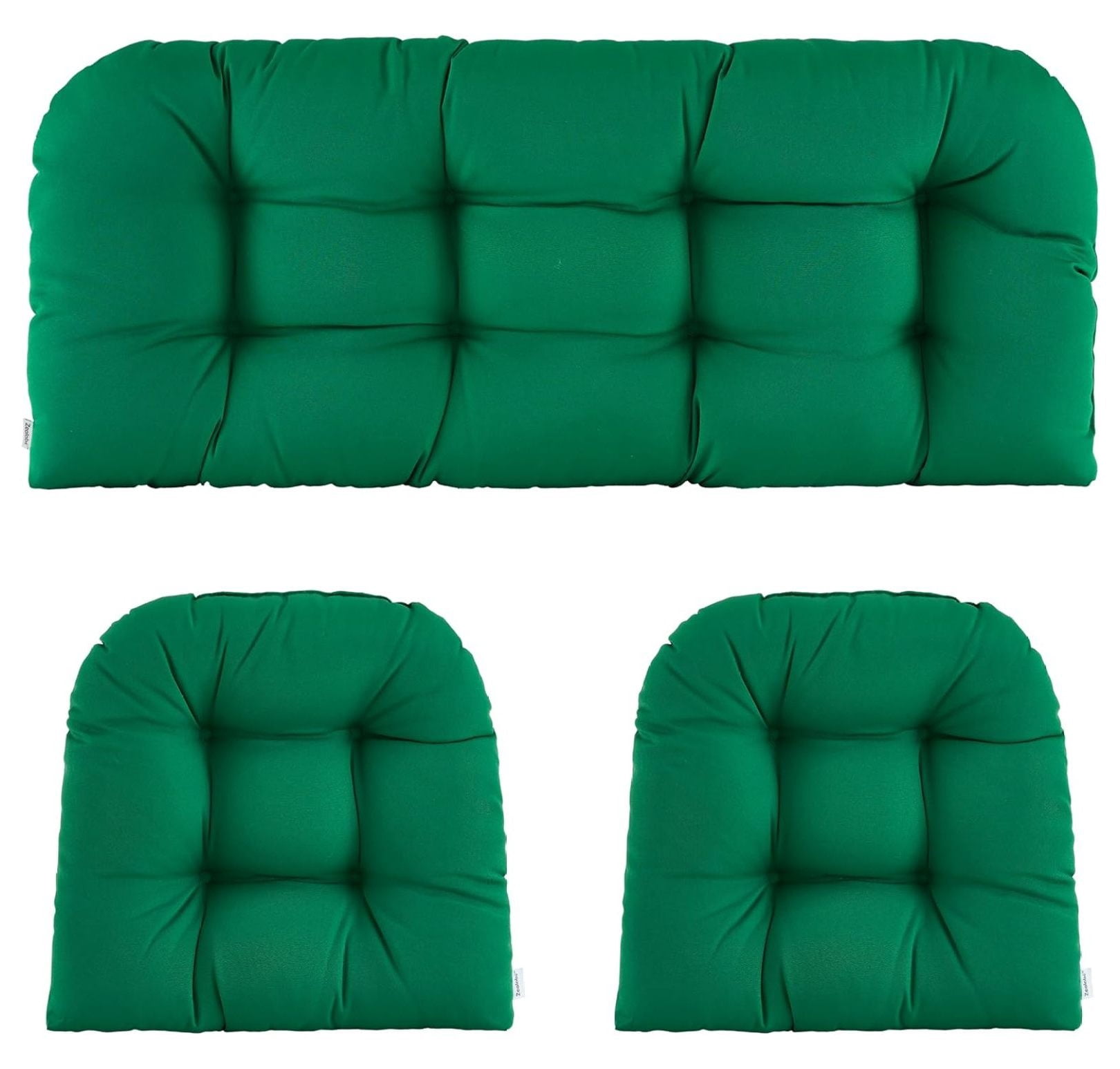 Wicker Chair Cushions of 3 Pieces Waterproof Tufted Outdoor Seat ...