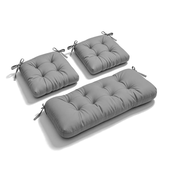 Wicker Chair Cushions, Water Resistant Outdoor Loveseat Cushions for Patio Furniture, 3 Pieces Wicker Furniture Cushions, 1 Loveseat 41x19x4 and 2 U-Shaped Cushions 19x19x4 Light Gray