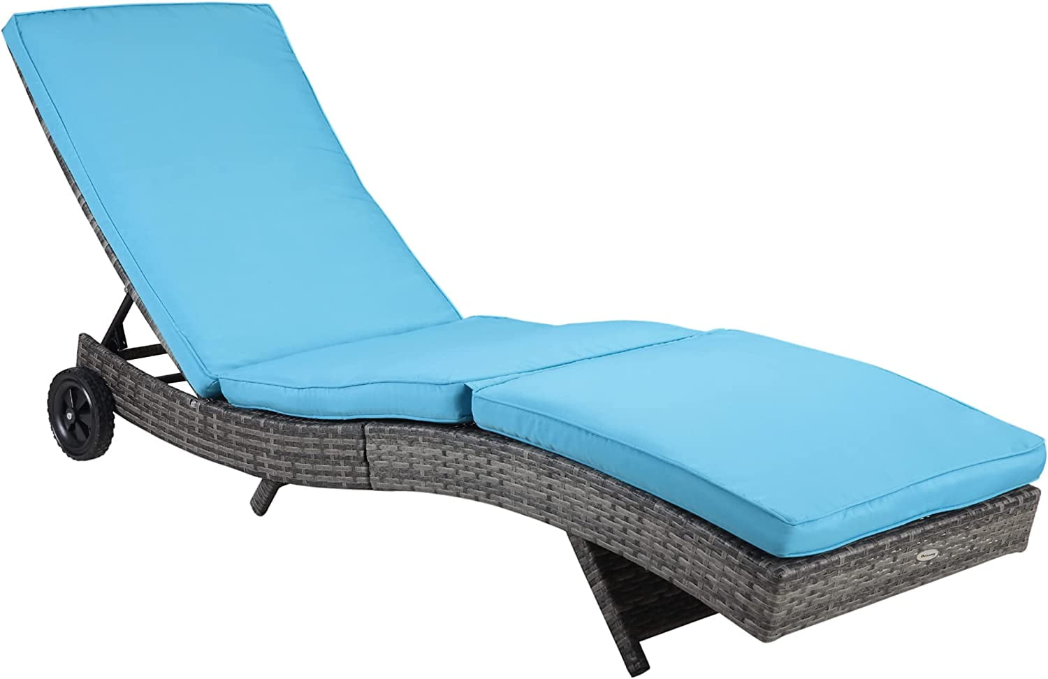 Sky Blue S-Curve Outdoor Chaise Lounge with Cushioned Comfort and Adjustable Backrest