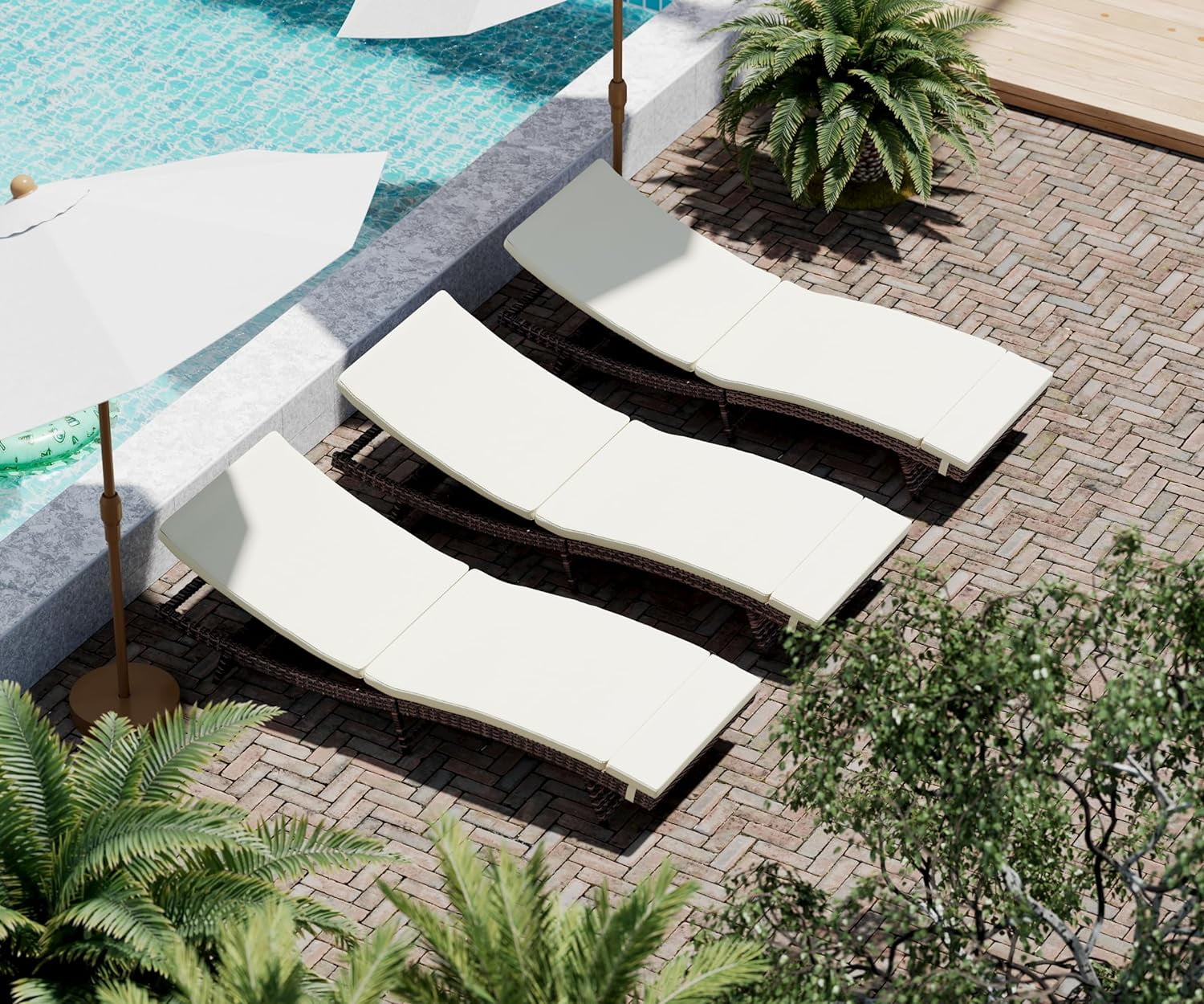 Wicker Chaise Patio Lounge Chair, 5 Position Adjustable Backrest and ...