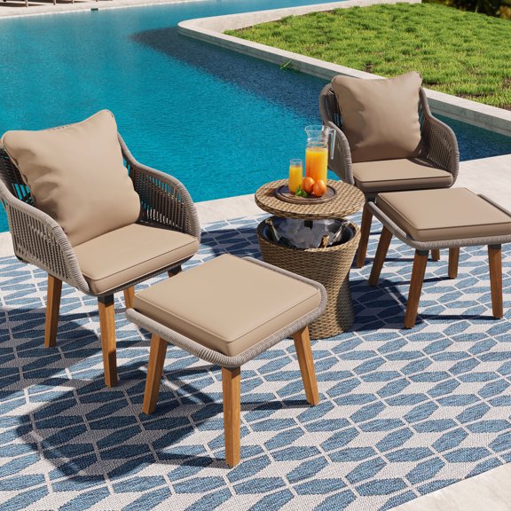 Wicker Cool Table Patio Furniture / Suitable for Backyard Relax / Weather - Resistant Materials