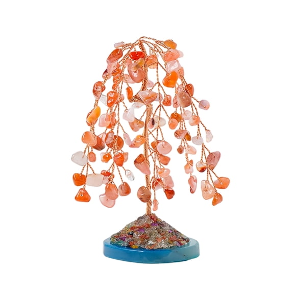 Wicker Crystal Tree Bonsais Money Tree for Home Office Decors and Good Luck Gift
