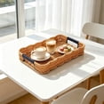 thumbnail image 1 of Wicker Decorative Scalloped Trays for Home Decor, Coffee Table Trays with Handles, Woven Rattan Tray for Kitchen Counter, Rectangle Serving Tray Decor for Living Room, 1 of 7