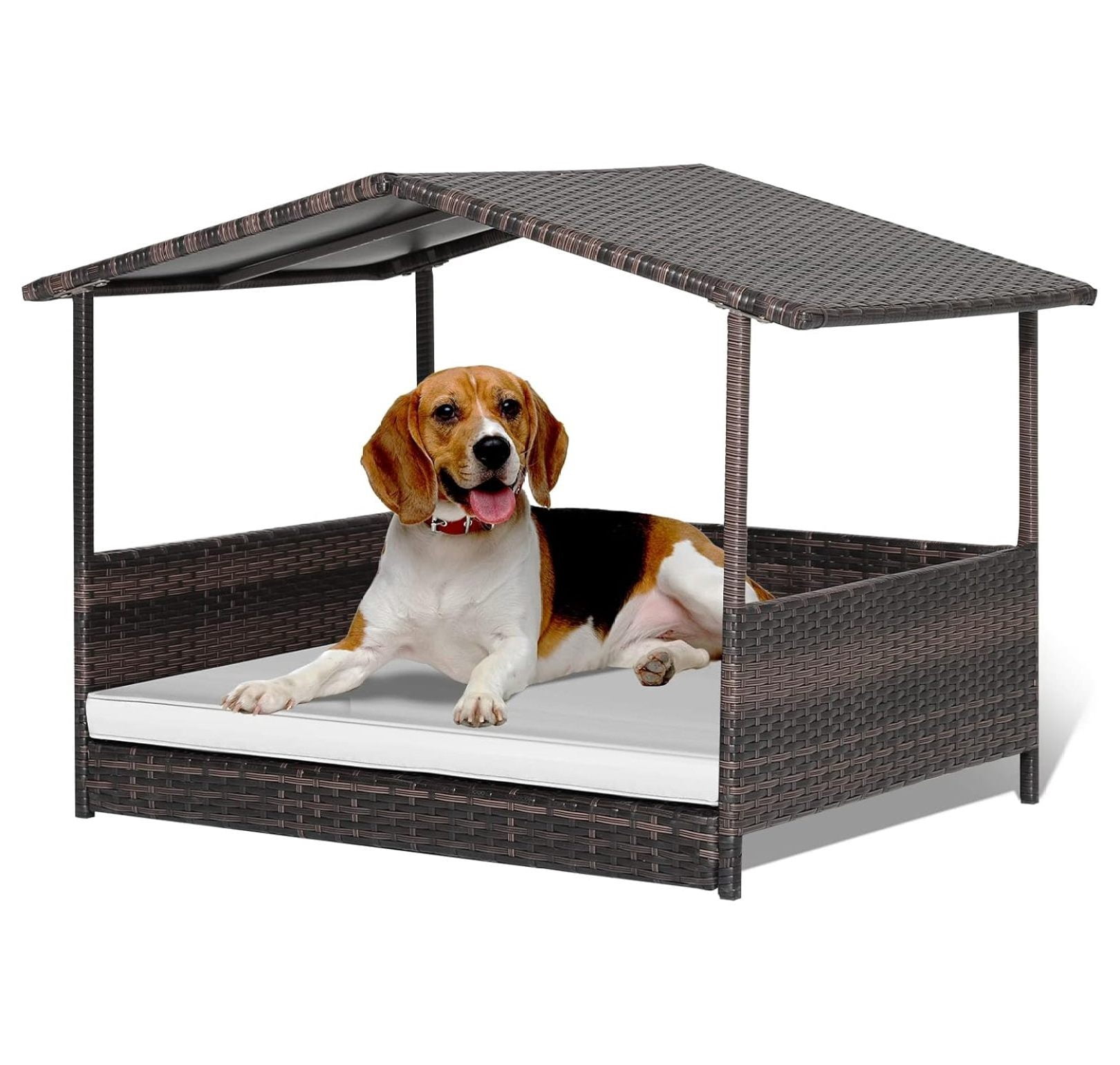 Wicker Dog House Elevated Dog Bed Houses for Indoor Outdoor, Raised ...