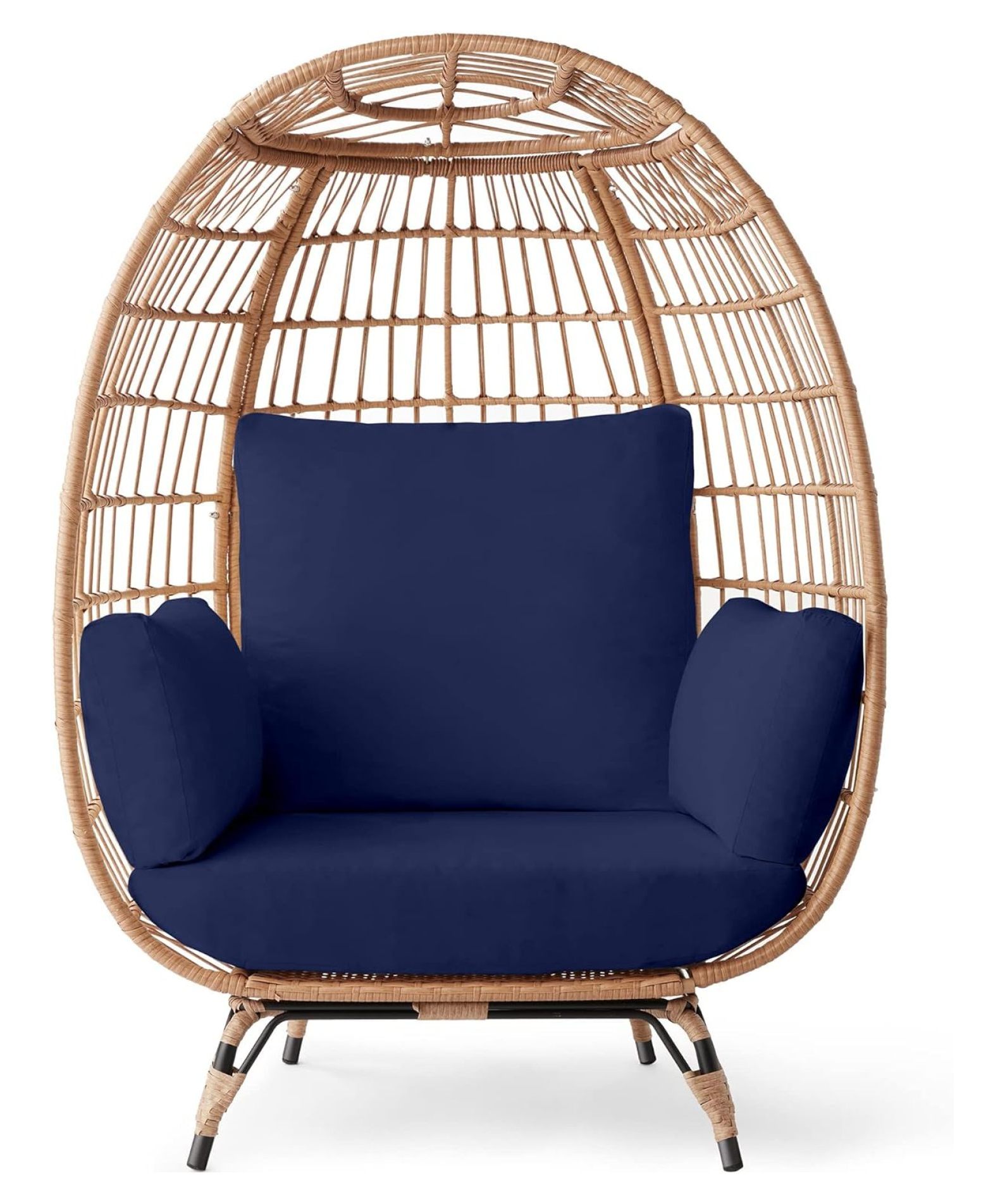 Wicker Egg Chair, Oversized Indoor Outdoor Lounger for Patio, Backyard