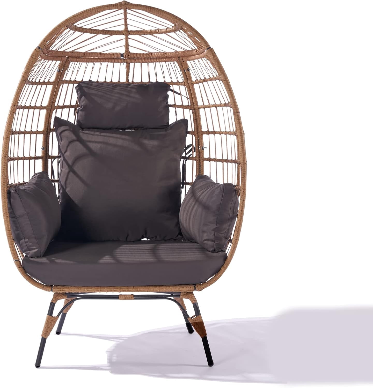 Oversized Wicker Egg Chair – Indoor/Outdoor Lounger with Cushions