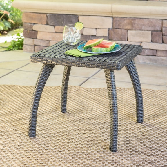 Wicker Finish Iron Table for Patio / Gives Space for Refreshments