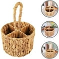 thumbnail image 1 of Wicker Flatware Storage Basket Utensil Caddy Hand Woven Divided Cutlery Holder Kitchen Utensil Organizer Water Hyacinth Silverware Organizer with Handle for Countertop Party (Round), 1 of 6