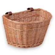 Wicker Front Bike Basket with Faux Leather Straps