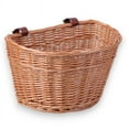 thumbnail image 1 of Wicker Front Bike Basket with Faux Leather Straps, 1 of 6