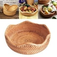 thumbnail image 1 of Wicker Fruit Bowl Basdi Natural Wicker Round Fruit Basket - Handwoven Cane Storage Bowl for Bread & Snacks, Decorative Kitchen Counter Organizer, Rustic Home Decor Essential, Rattan Snack Basket, 1 of 9