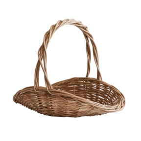 Wicker Gathering Basket with Handle,Hand-Woven Rattan Basket Candy Basket,Wedding Flower Girl Basket with Handle,Garden Storage Home Decor Kilougeis