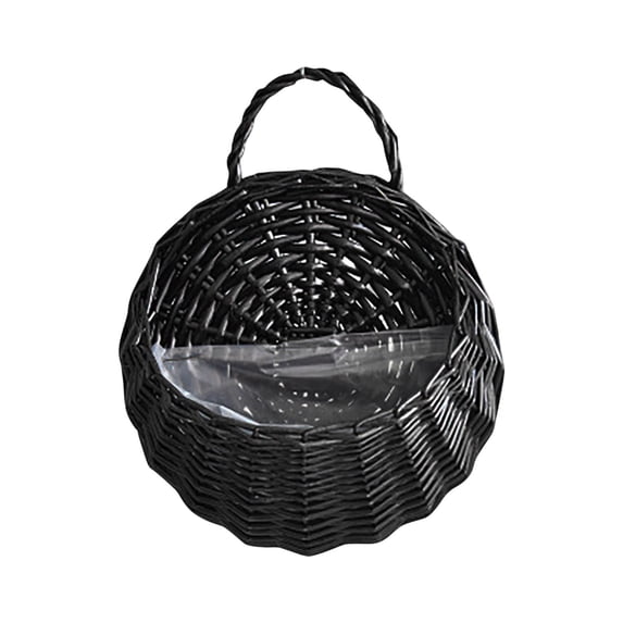 Wicker Hanging Basket, Woven Hanging Wall Basket for Organizing and Decor, Natural Water Hyacinth Wall Mounted Storage Baskets for Farmhouse Home, Door, Entryway, Flower, Mail, Plants