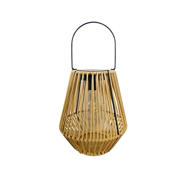 Wicker Hanging Lantern for Outdoor,Handwoven Rattan Solar Light with Handle,Rustic Garden Decorative Lantern for Patio Yard Porch Table Centerpiece,Warm Glow