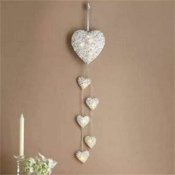Wicker Heart Shaped LED Valentine's Day Decoration | Warm White Red Fairy Lights | Hanging Light for Bedrooms, Weddings, Parties | 55x15x5cm | 30 Lights | 1-Pack
