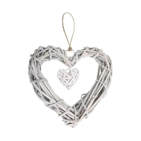 Wicker Heart Wreath Shabby Wall Hanging Wedding Birthday Decor Party I1A9 R6K1
