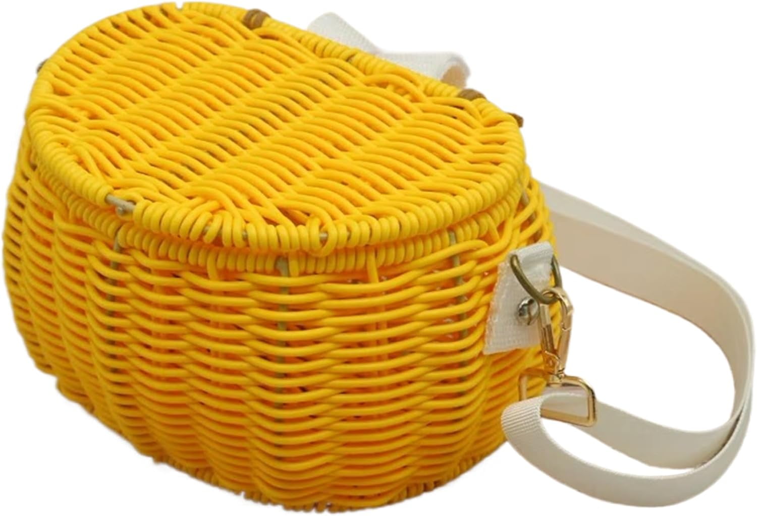 Wicker Kids Bike Basket: Detachable Bike Basket Front with Lid & Adjustable Straps, Finely Hand-Woven Basket Backpack, Rattan Storage Bicycle Basket, Scooter Tricycle Basket