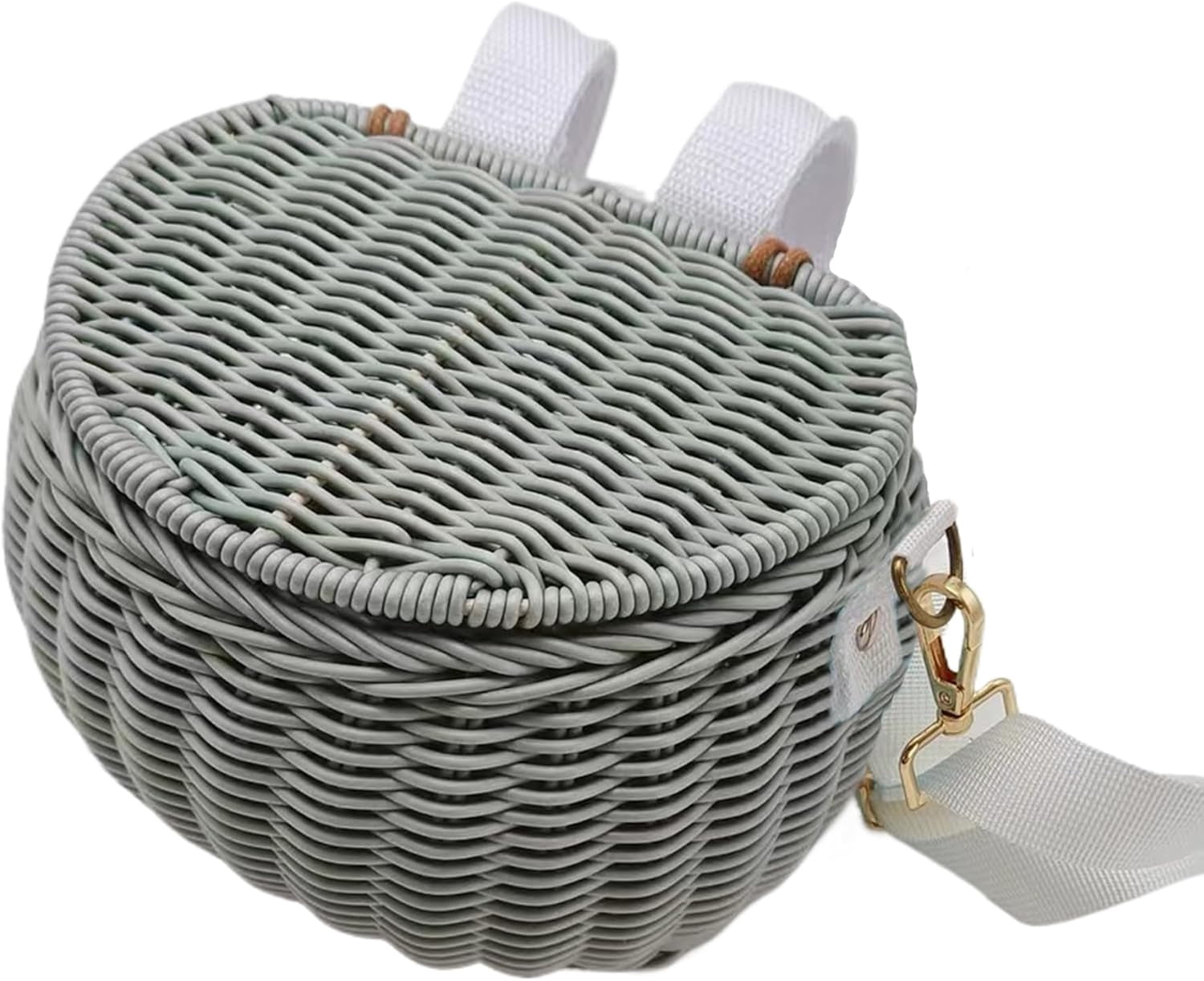 Wicker Kids Bike Basket: Detachable Bike Basket Front with Lid & Adjustable Straps, Finely Hand-Woven Basket Backpack, Rattan Storage Bicycle Basket, Scooter Tricycle Basket