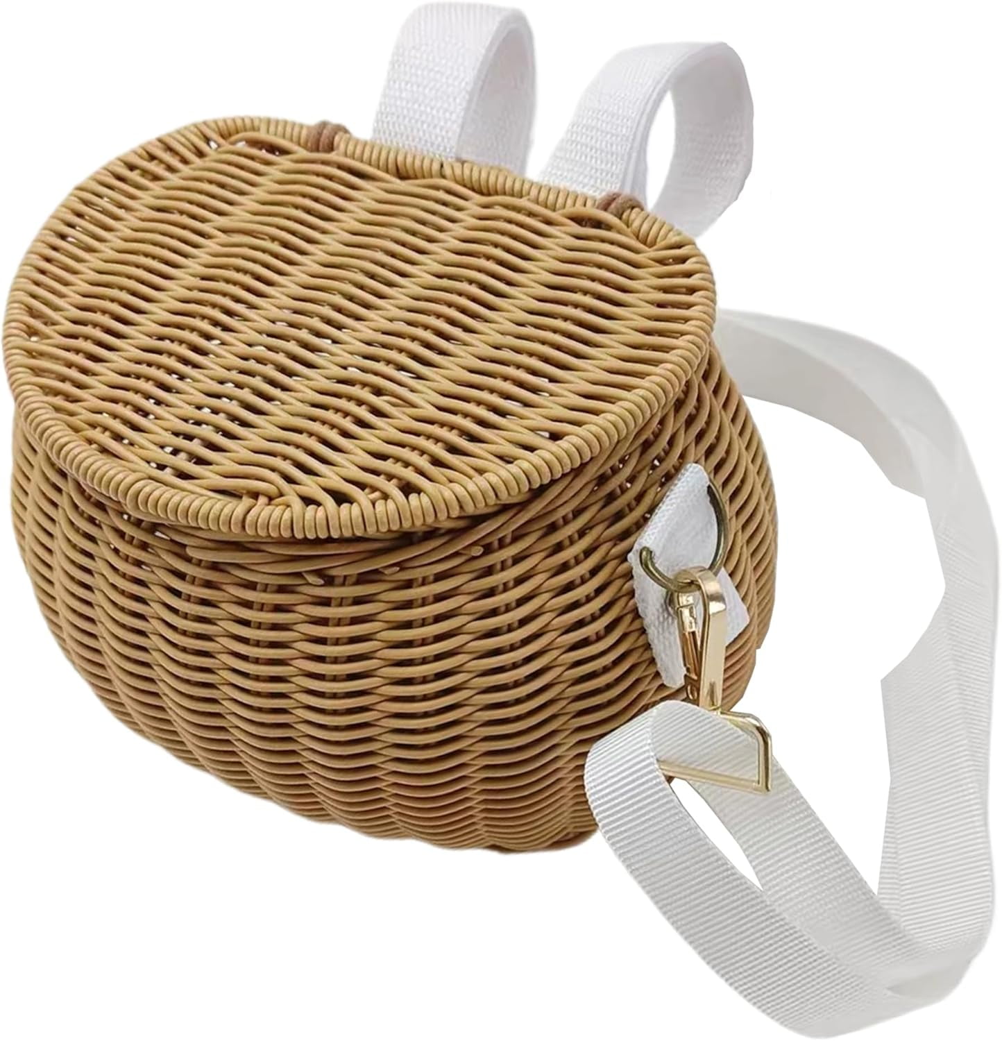 Wicker Kids Bike Basket: Detachable Bike Basket Front with Lid & Adjustable Straps, Finely Hand-Woven Basket Backpack, Rattan Storage Bicycle Basket, Scooter Tricycle Basket