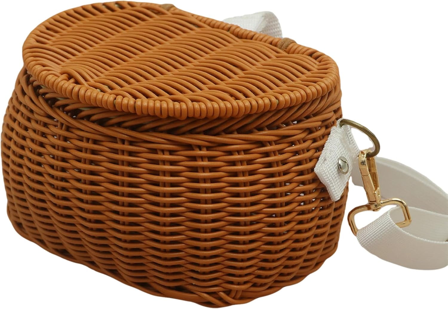 Wicker Kids Bike Basket: Detachable Bike Basket Front with Lid & Adjustable Straps, Finely Hand-Woven Basket Backpack, Rattan Storage Bicycle Basket, Scooter Tricycle Basket