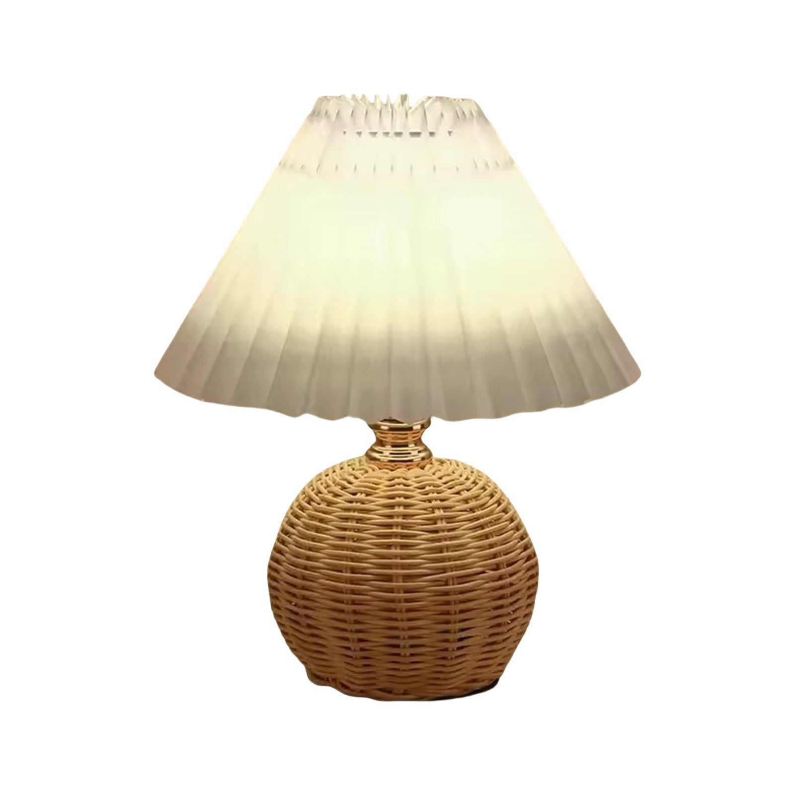 Wicker Lamp, Wicker Table Lamp Pleated Lampshade, USB Three-color Remote Control Dimming + Timing, Vintage Bedside Lamp Farmhouse Lamps for Decoration, for Kitchen Counter Office