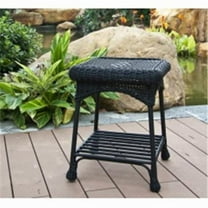 Wicker Lane OTI001-D Outdoor Black Wicker Patio Furniture End Table