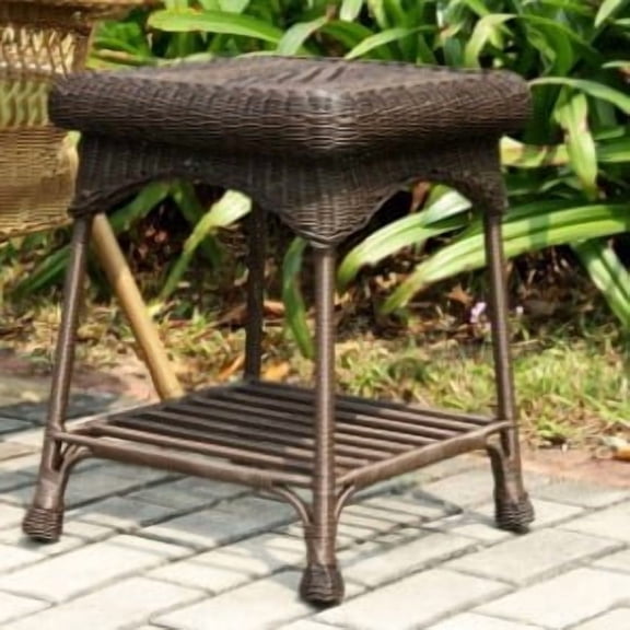 Wicker Lane OTI001-A Outdoor Espresso Wicker Patio Furniture End Table