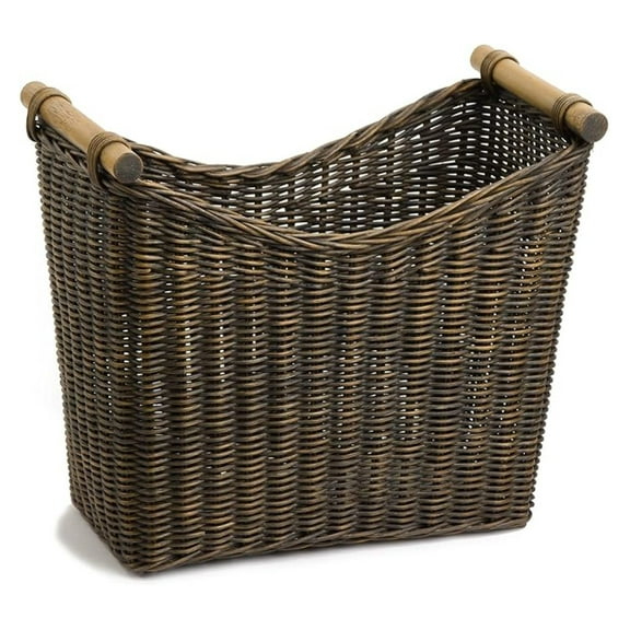Wicker Magazine Basket, Large 14x7.5x12", Antique Walnut - Storage Organizer for Magazines, Papers, Wastebasket - Versatile Home & Office Décor Antique Walnut Brown