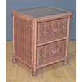 thumbnail image 1 of Wicker Night Table, Victorian Beaded  2 Drawer with Inset Glass Top, Teawash, 1 of 1