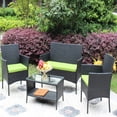 thumbnail image 1 of Patio Wicker Set with Green Cushions / Outdoor Entertaining / Easy Assembly Included, 1 of 7