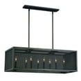 thumbnail image 1 of Wicker Park 8L Black Industrial Cage Linear Chandelier Island Pendant Light Fixture, 1 of 6