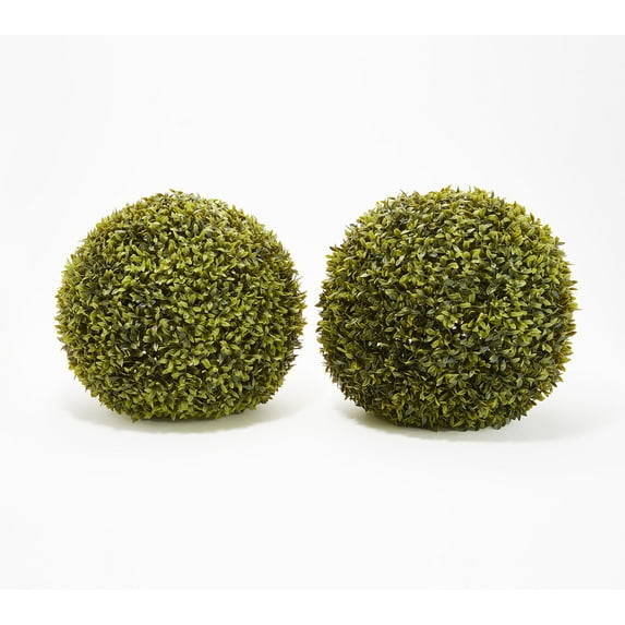 Wicker Park Set of (2) 13" Faux Flower Indoor/ Outdoor Garden Spheres