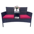 thumbnail image 1 of Wicker Patio Furniture Set, Outdoor Conversation Set with Removable Cushions & Table, Tempered Glass Top, Modern Rattan Bench for Garden Lawn Backyard, 1 of 1