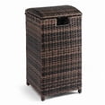 thumbnail image 1 of Wicker Patio Trash Bin, 33 Gallon Rattan Trash Can with Lid for Porch Backyard Deck Patio Poolside, Brown, 1 of 9