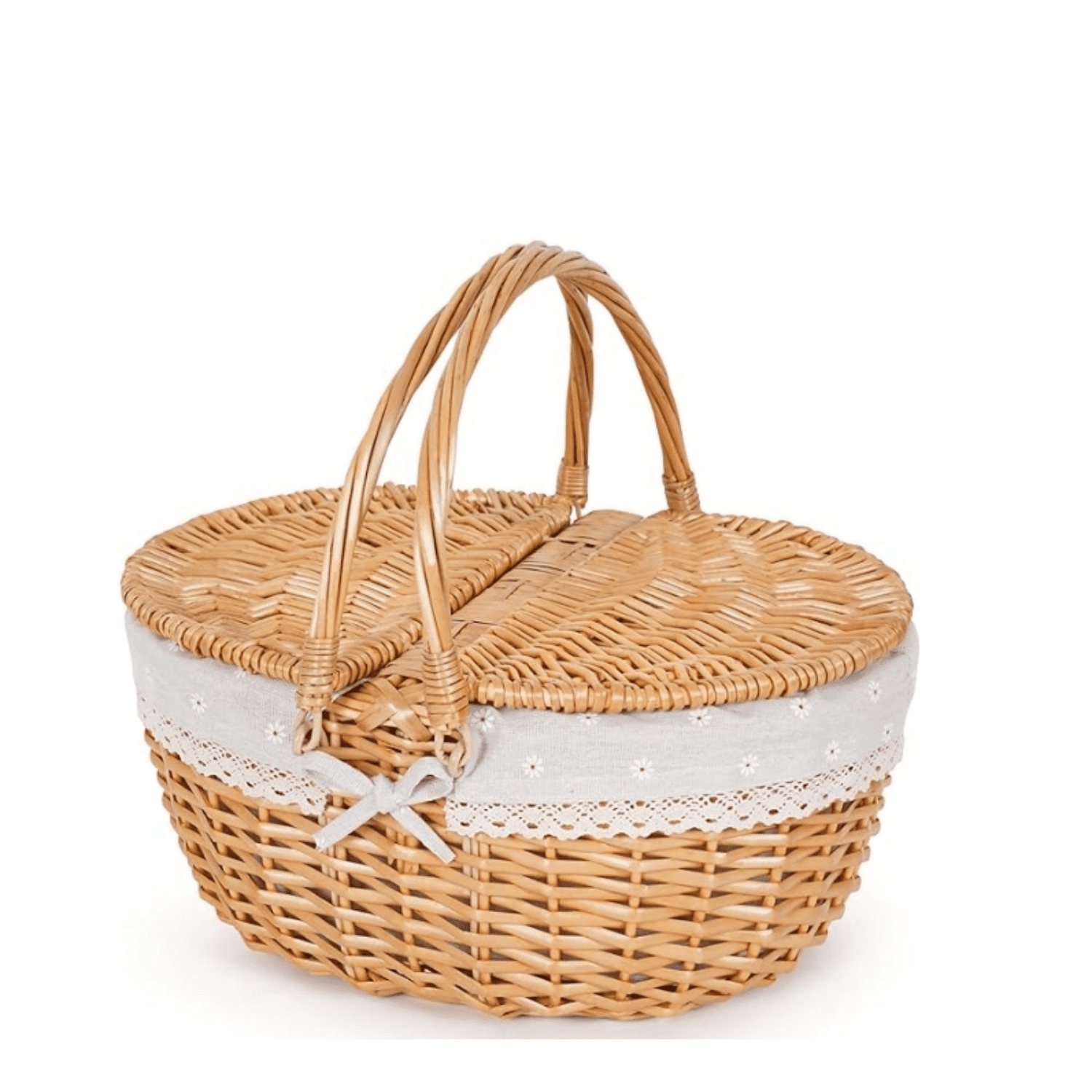 Wicker House-Shaped Picnic Basket With Handle - Rattan Suitcase Style Storage & Gift Box (8.27"x4.72"x8.46")