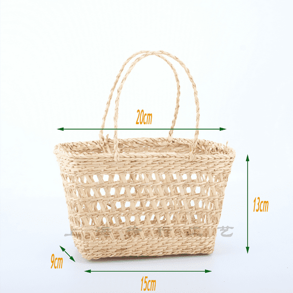 Wicker Picnic Basket with Handle, Handcrafted Natural Grass Woven Storage Basket, Square Design, Large Capacity, Great for Outdoor Activities, Camping, and Picnics